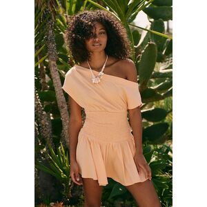 Free People Free-Est Scorching Hot Mini Dress Smocked Off The Shoulder XS 284387